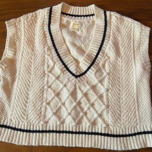 Maeve knit vest; cream with black accent